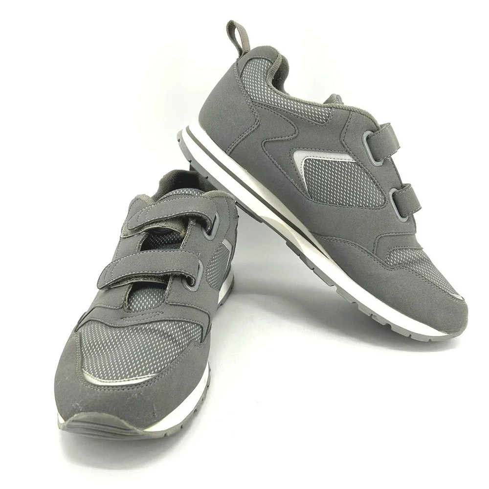 EZ Strider Mens Grey Walking Shoes Hook Loop Comfort Sneakers Size 9 75662